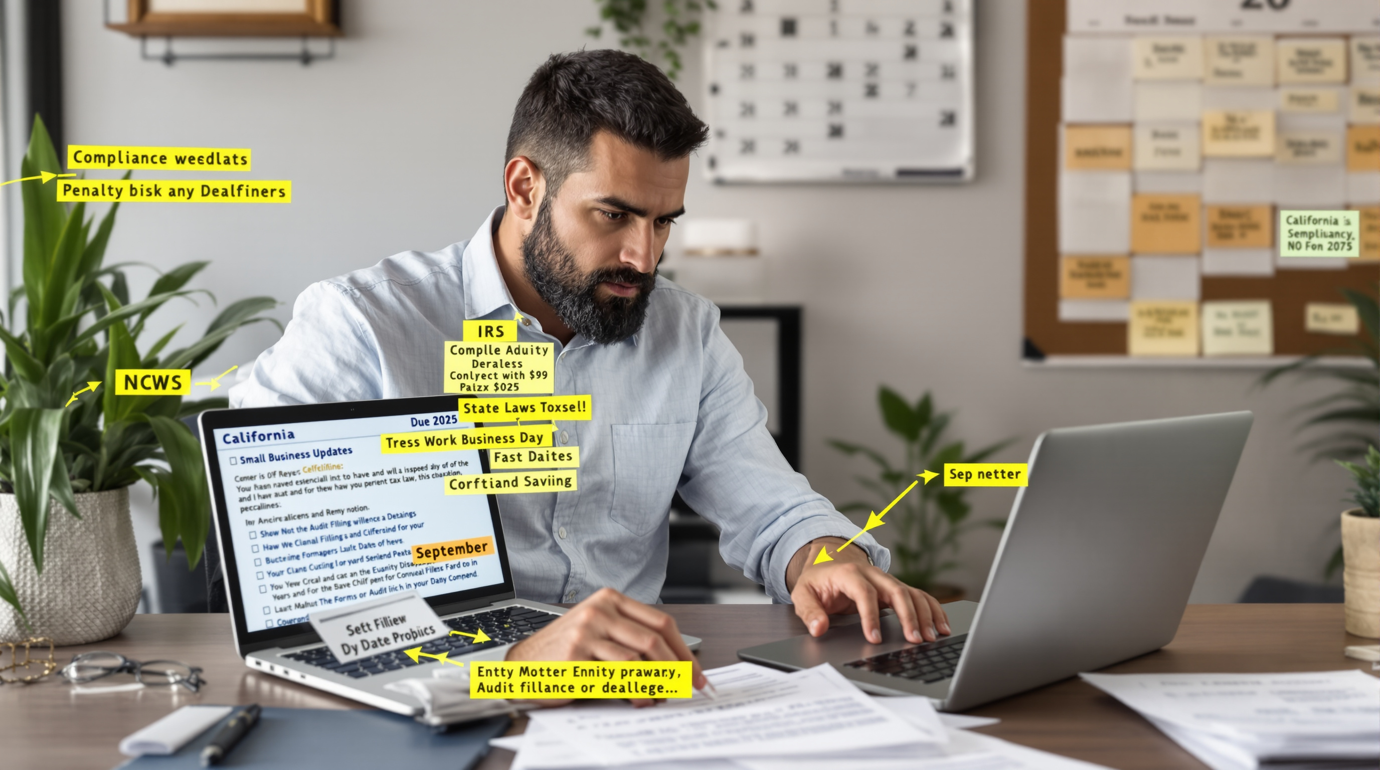 California small business owner with 2025 tax updates and compliance deadlines