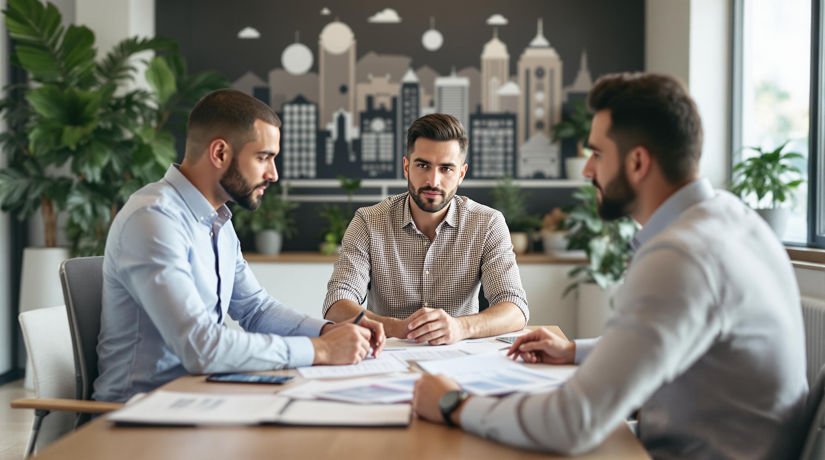 Orange County tax accountant consulting clients in a modern office