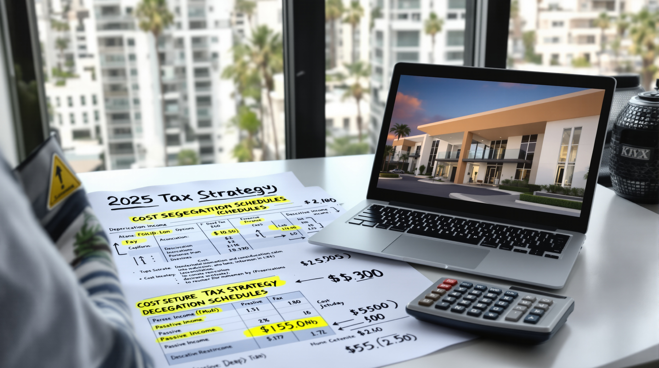 California real estate investor at tax planning desk