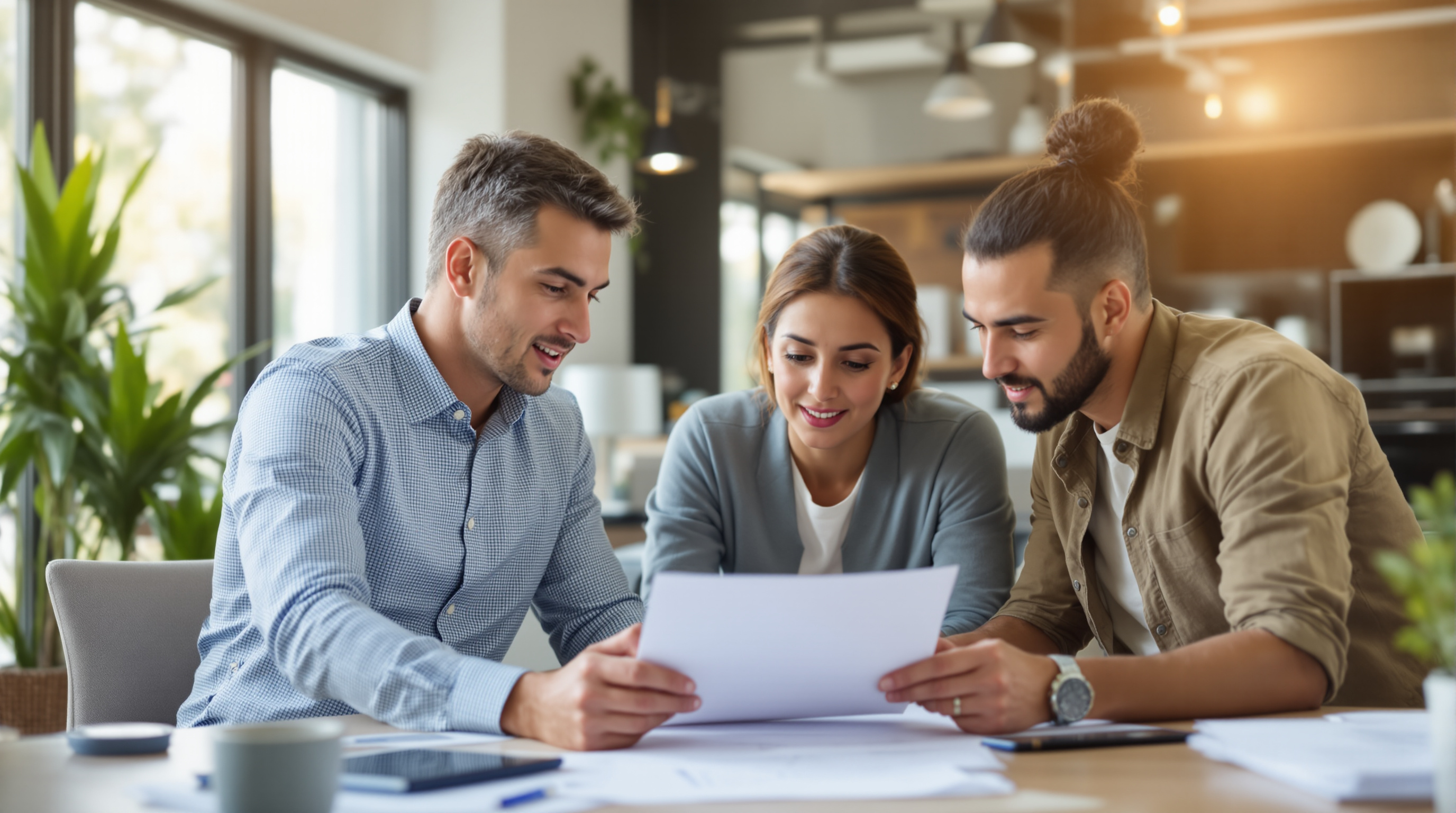 Professional accountant with Irvine family reviewing taxes