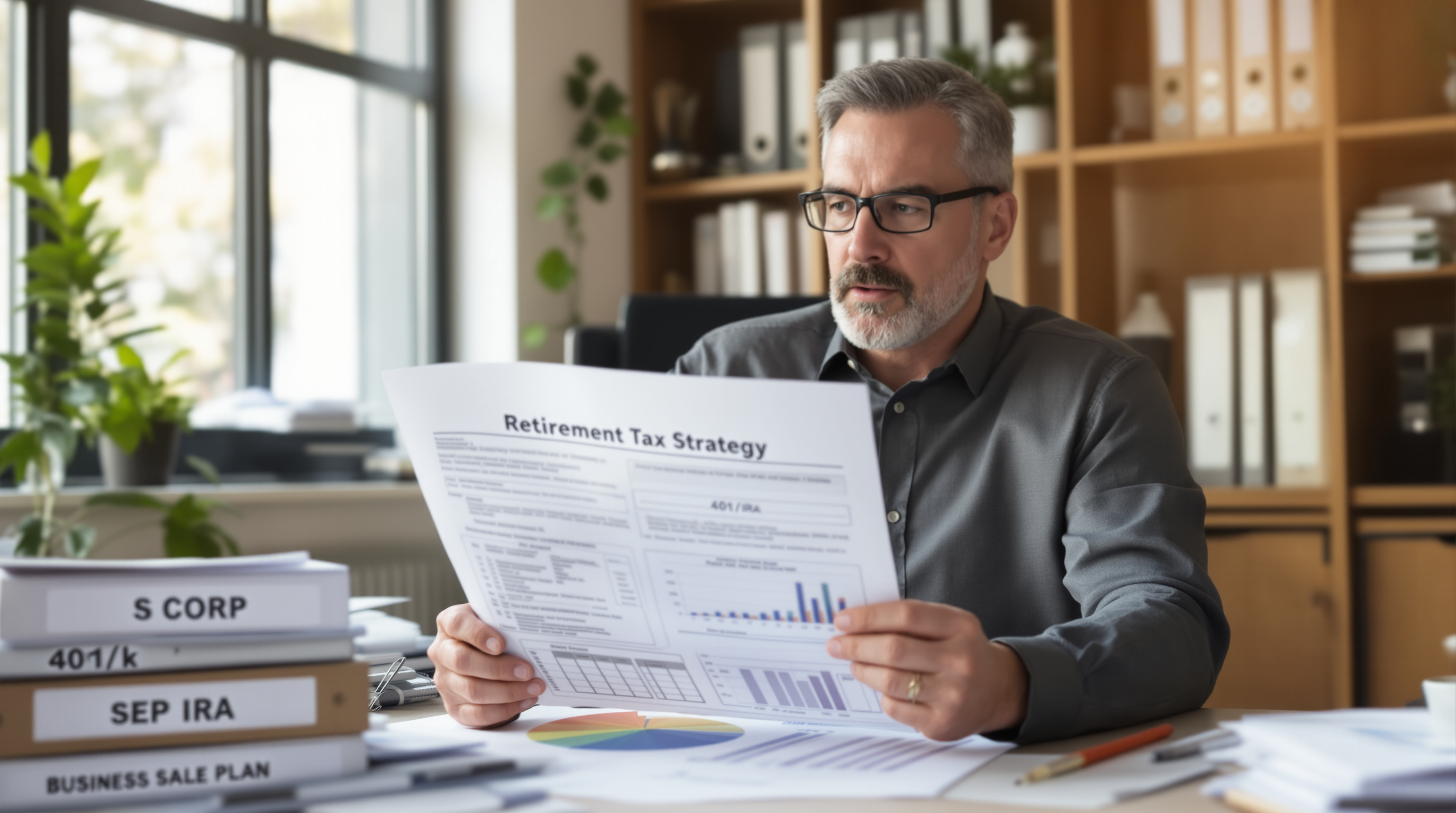 Retirement tax strategies blueprint – business owner at desk