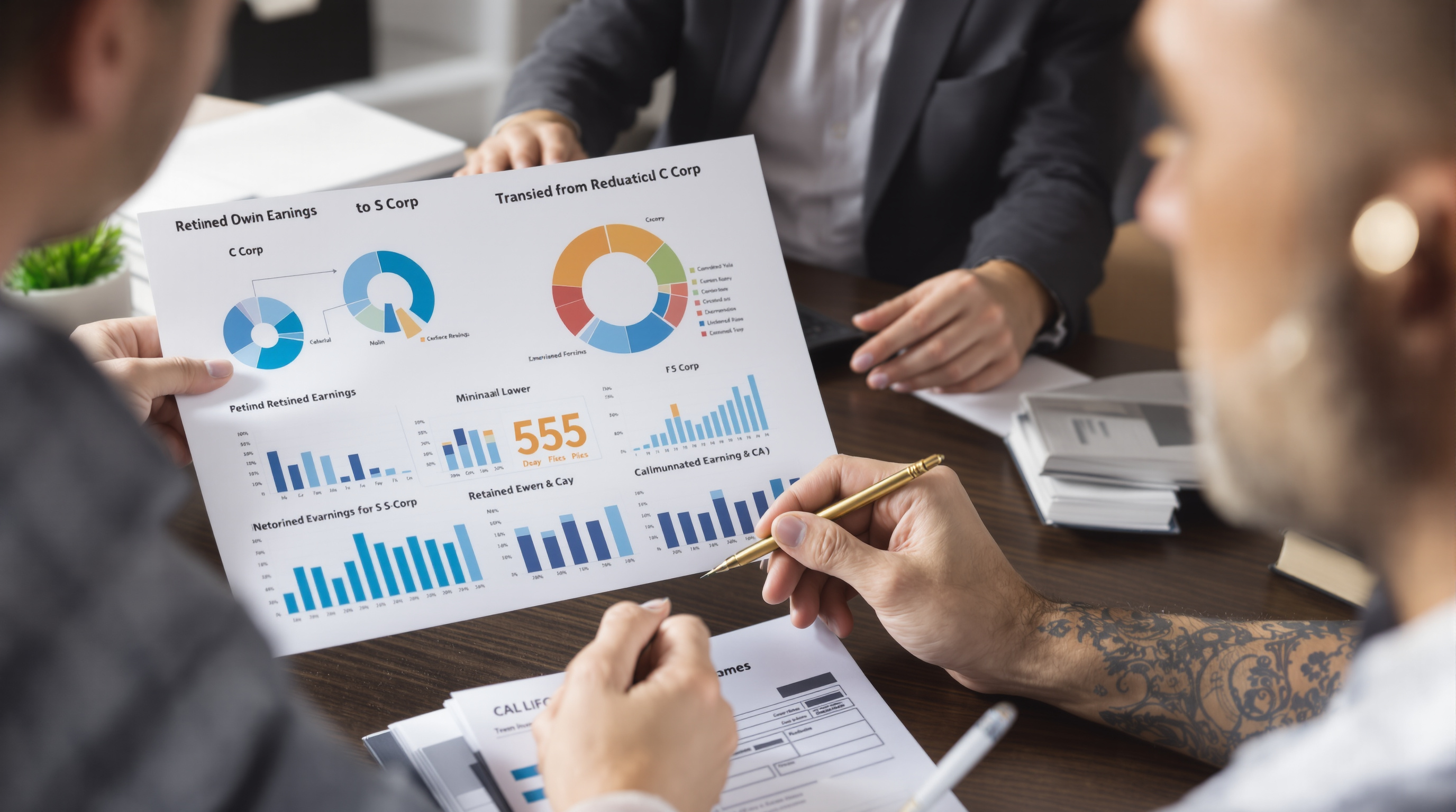 A financial strategist explaining retained earnings transition between C Corp and S Corp for a California business owner