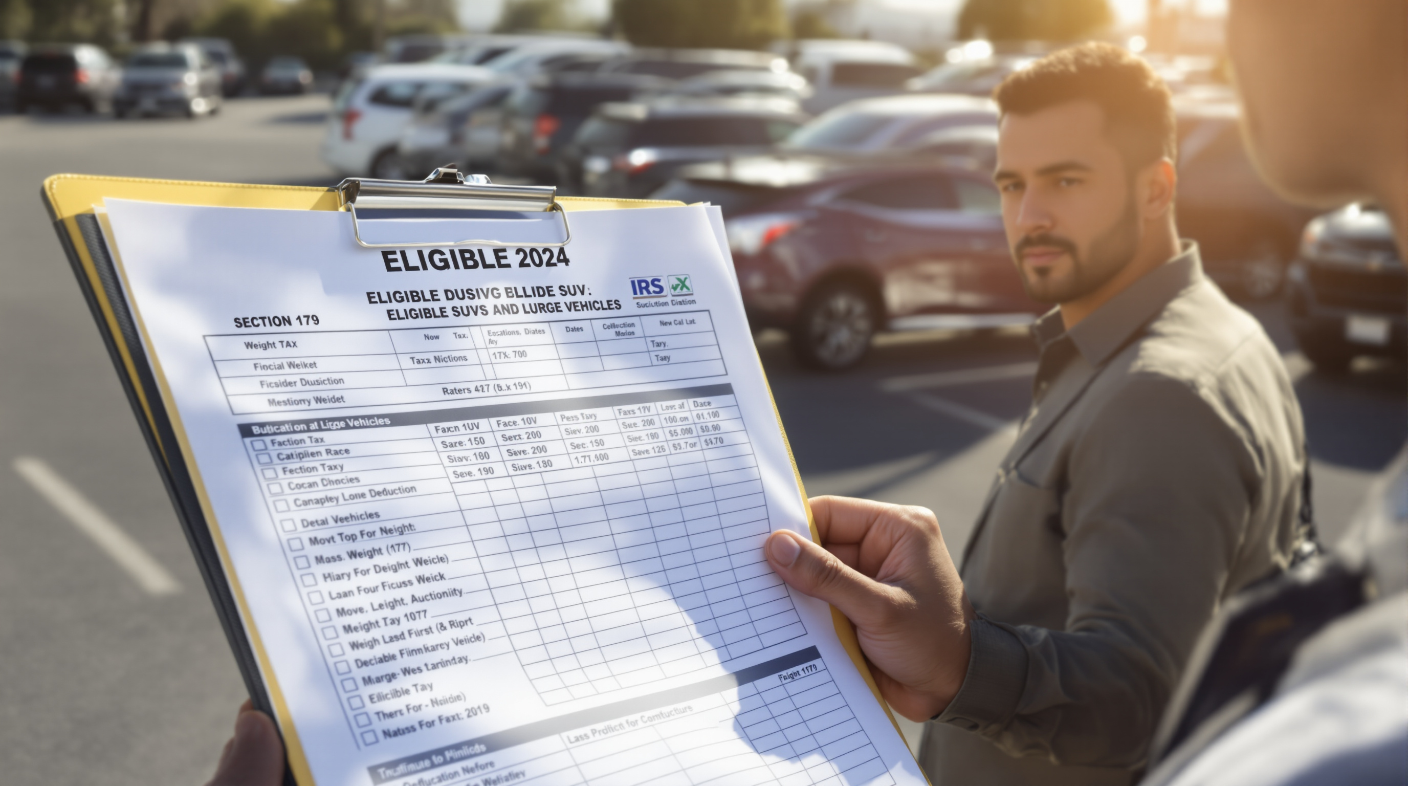 California business owner checking a 2024 Section 179 SUV list for tax deductions