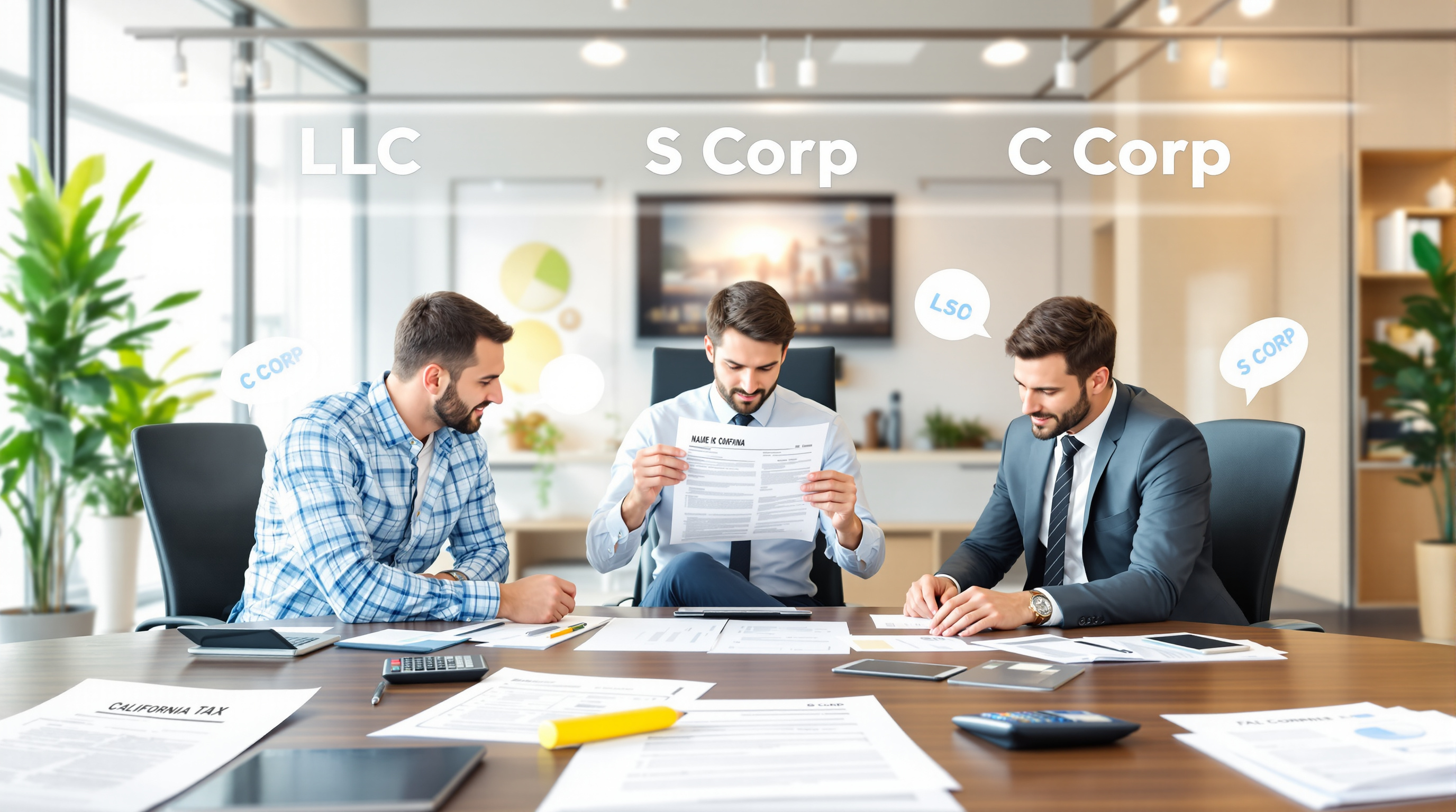 California S Corp vs C Corp vs LLC entity choice strategy