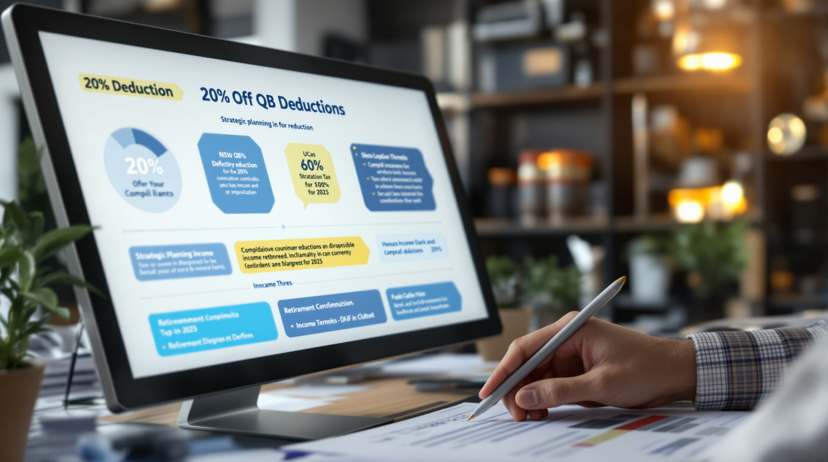 Business owner reviews QBI deduction charts for 2025