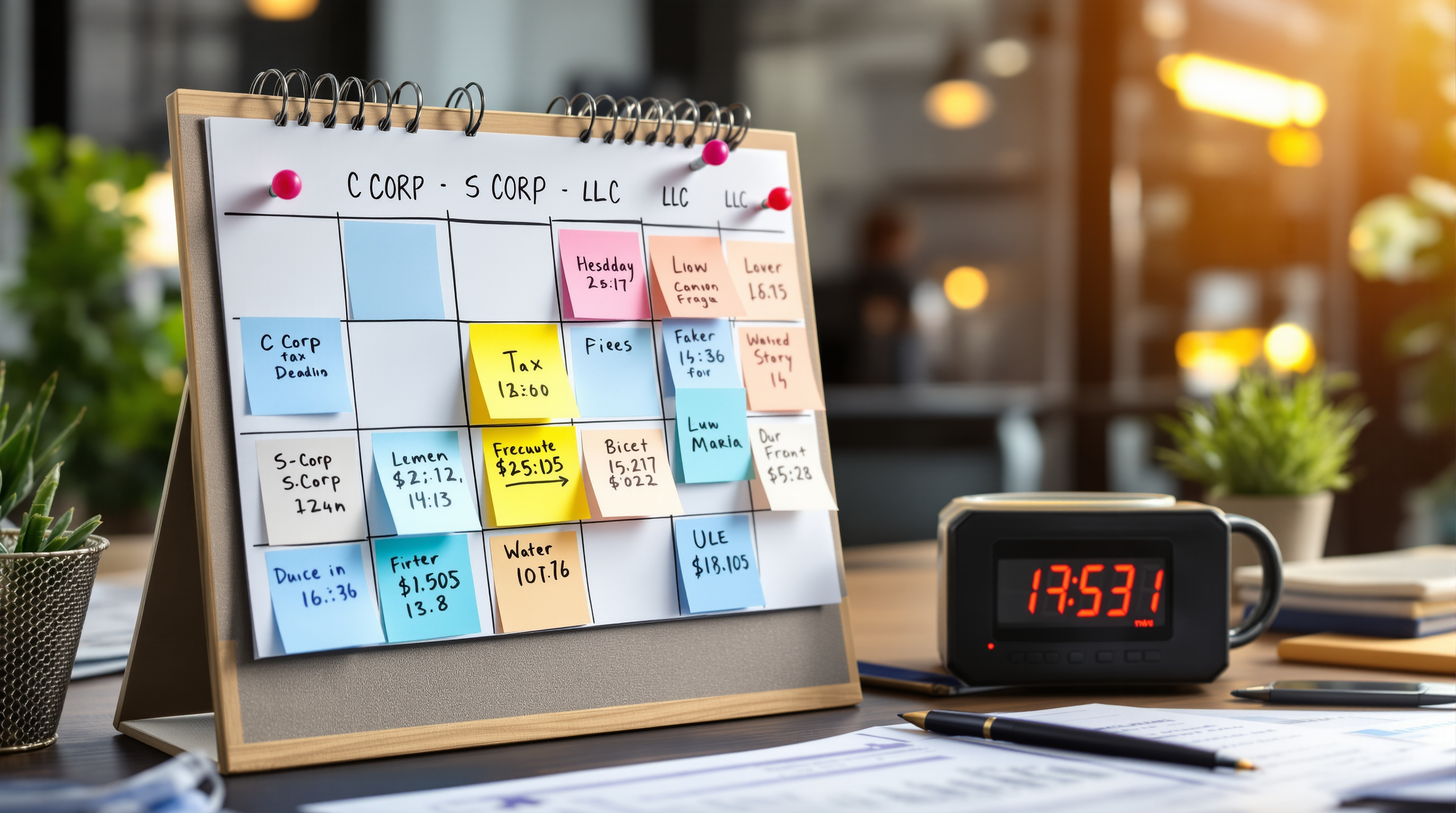 Corporate entity deadline calendar with reminders