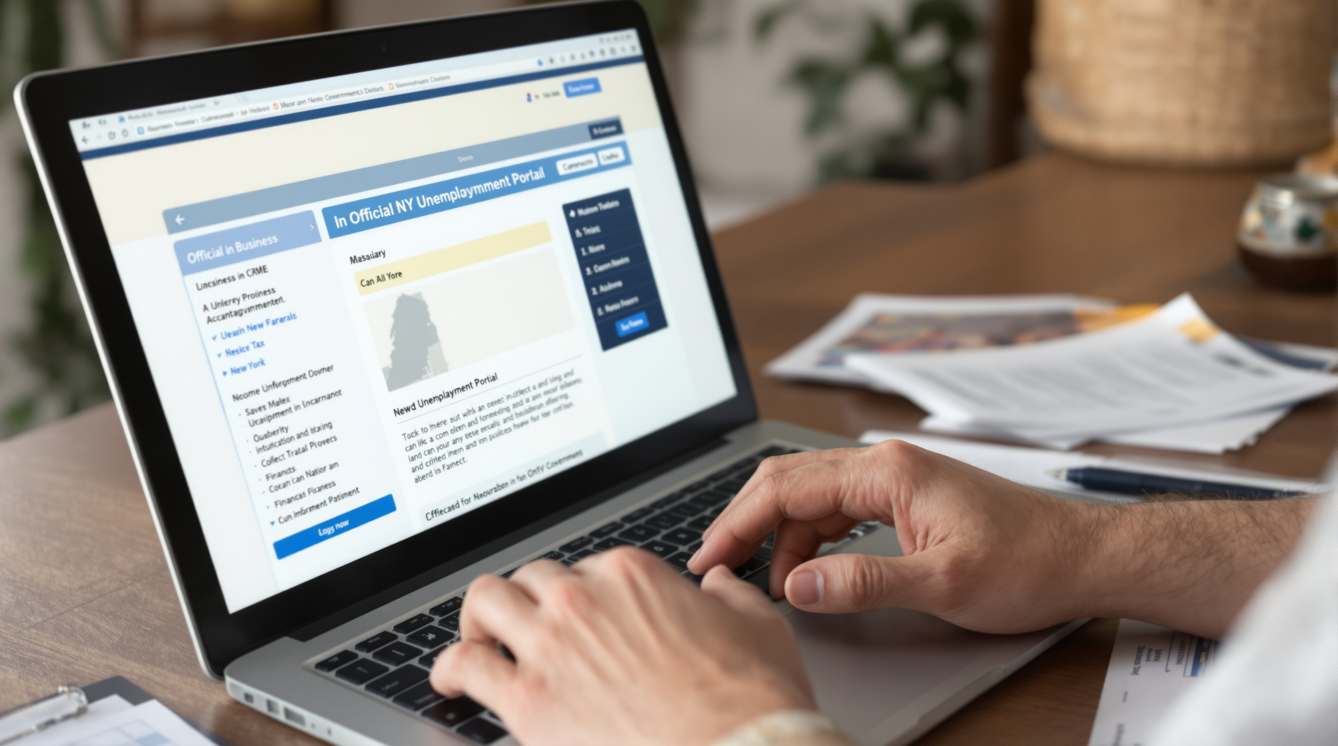 Business owner logging into NY unemployment system